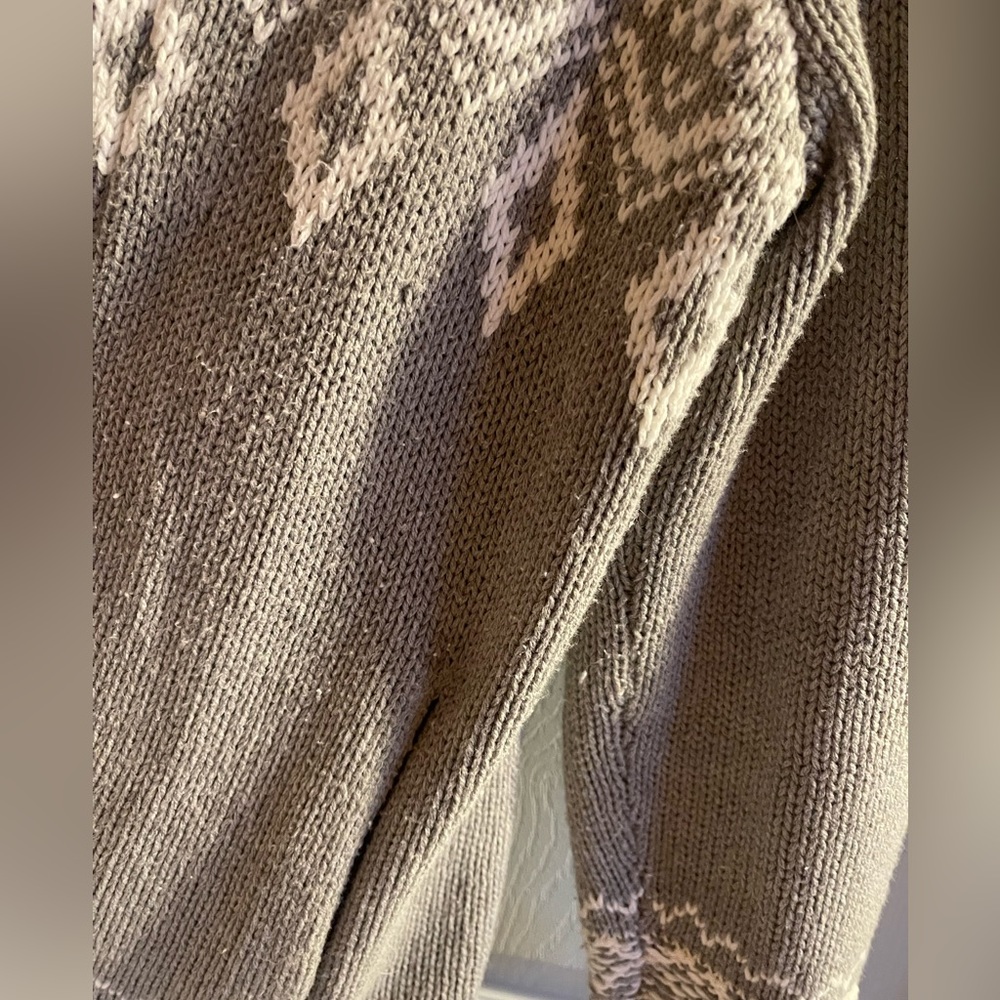 NYDJ cozy open cardigan with hood, grey & white Nordic print - Picture 8 of 8